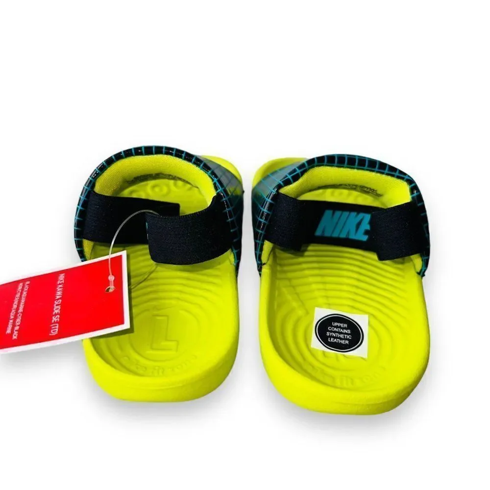 Nike‎ Kawa Slide SE Black / Cyber / Aquamarine CW1658-001 Infant 7